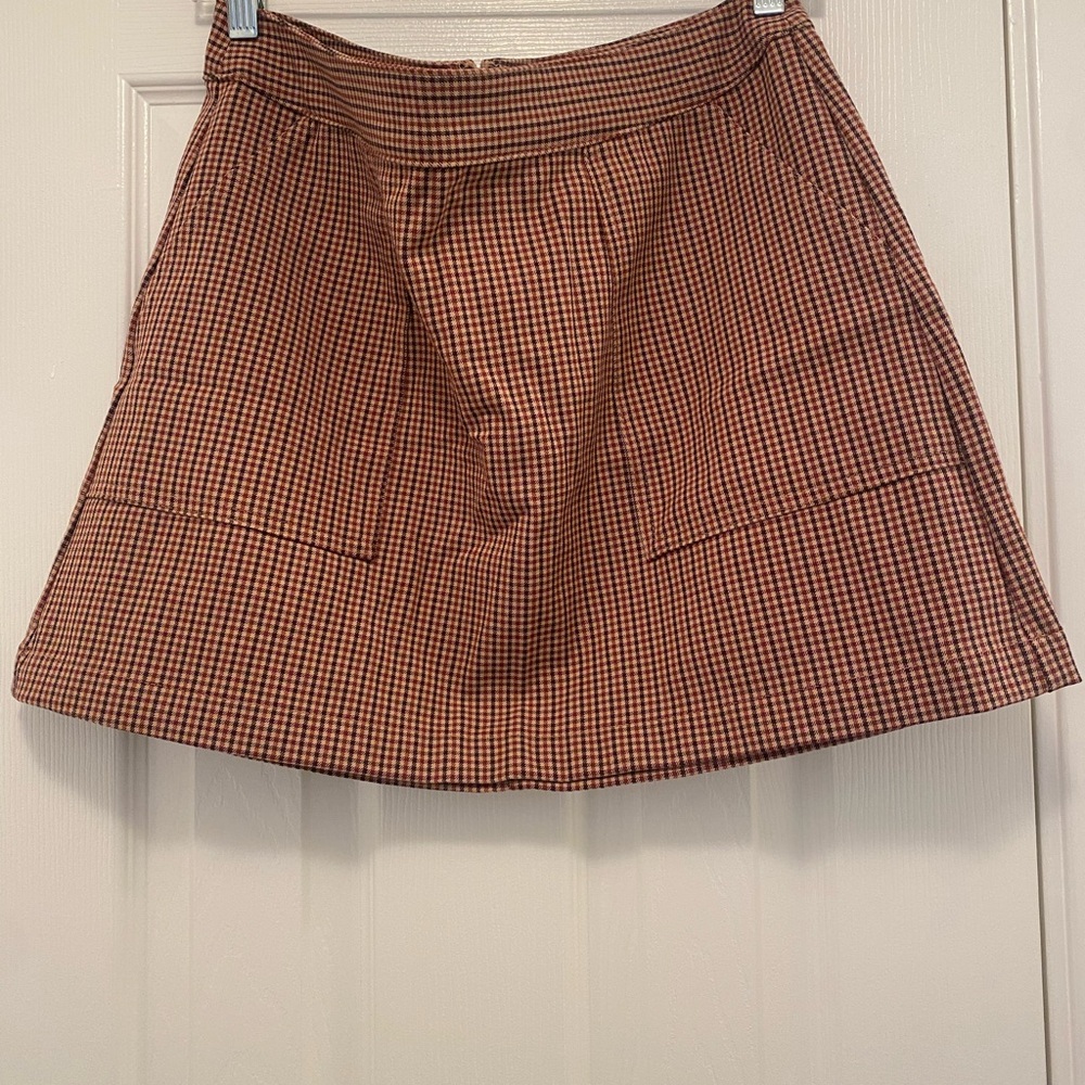Classic Brown Checkered Skirt